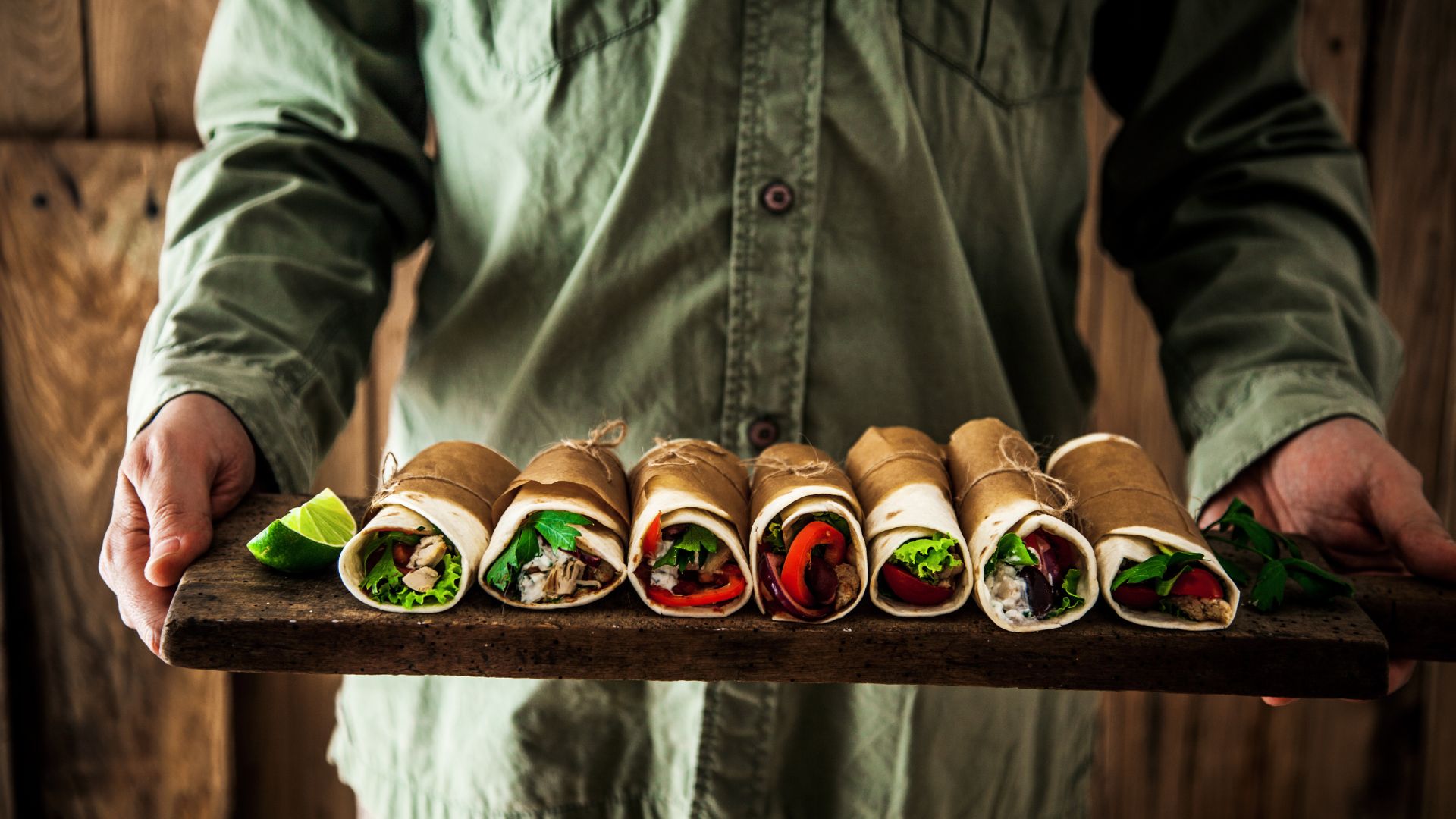 Tortilla's wrapped in food wrapping paper